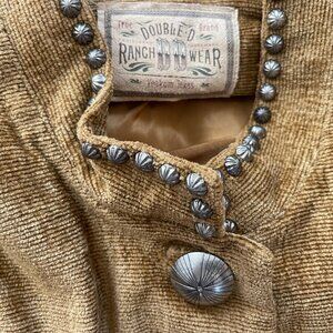 DOUBLE D RANCH Vintage Thin Wale Gold Corduroy Vest & Top: Studs/Concho Buttons